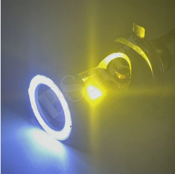 Мотолампа BSmart M6F LED цоколь H4 диод COB 12В 20Вт  белая подсветка ближний-желтый, дальний-белый