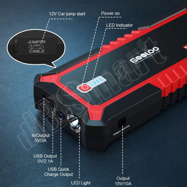 Пускозарядний пристрій GOOLOO GP4000, 26800 mAh (Jump Starter, бустер для авто)