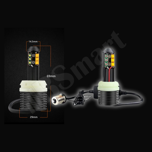 Автолампи LED BSmart DRL/turn ДХО Поворот діод LG Epistar 3535 CANBUS 1156 PY21W BAU15S білий жовтий 110231 фото Автолампи LED BSmart DRL/turn ДХО Поворот діод LG Epistar 3535 CANBUS 1156 PY21W BAU15S білий жовтий