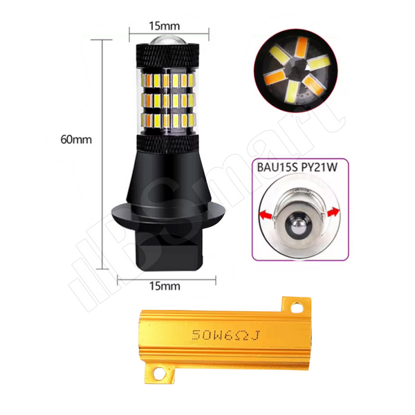 Автолампи LED DRL/turn ДХО Поворот 4014 CANBUS P21W 1156 PY21W BA15S