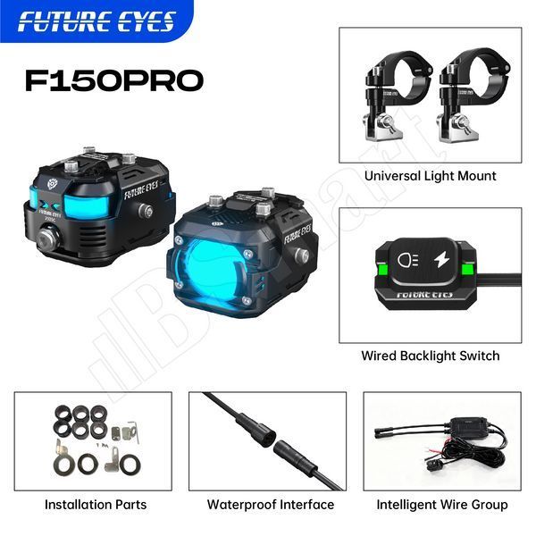 Мотофари Future Eyes F150 Pro LED DRL ДХО блакитний / ближнє жовтий / дальнє білий