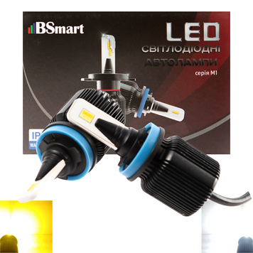 Автолампи LED BSmart M1 Dual color цоколь H11 H8 H9 H16JP двоколірні білий і жовтий Seoul-CSP Пд Корея 8000Лм 40Вт 12В-24В