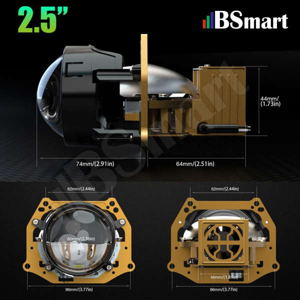 Автомобильные линзы Bi-LED BSmart BS36 2.5 дюйма 12В 55W 5500K